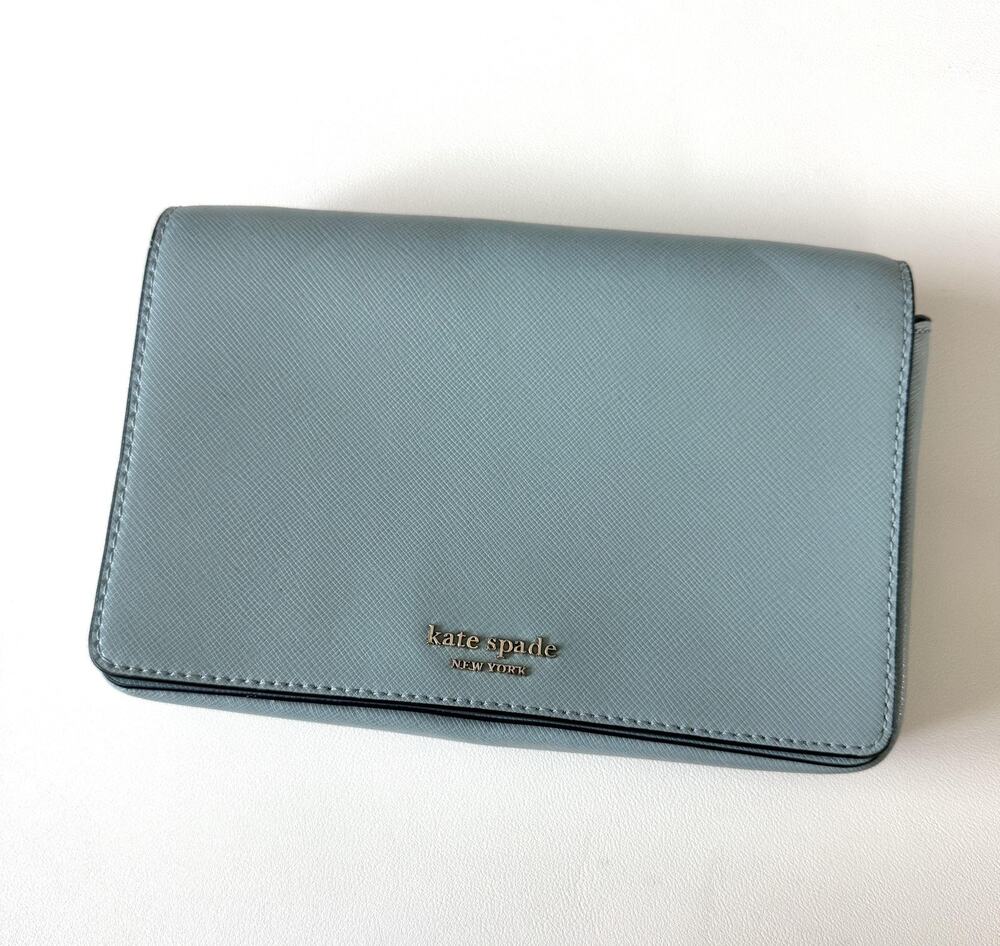 Kate Spade Clutch Crossbody Bag Blue Saffiano Leather NO STRAP